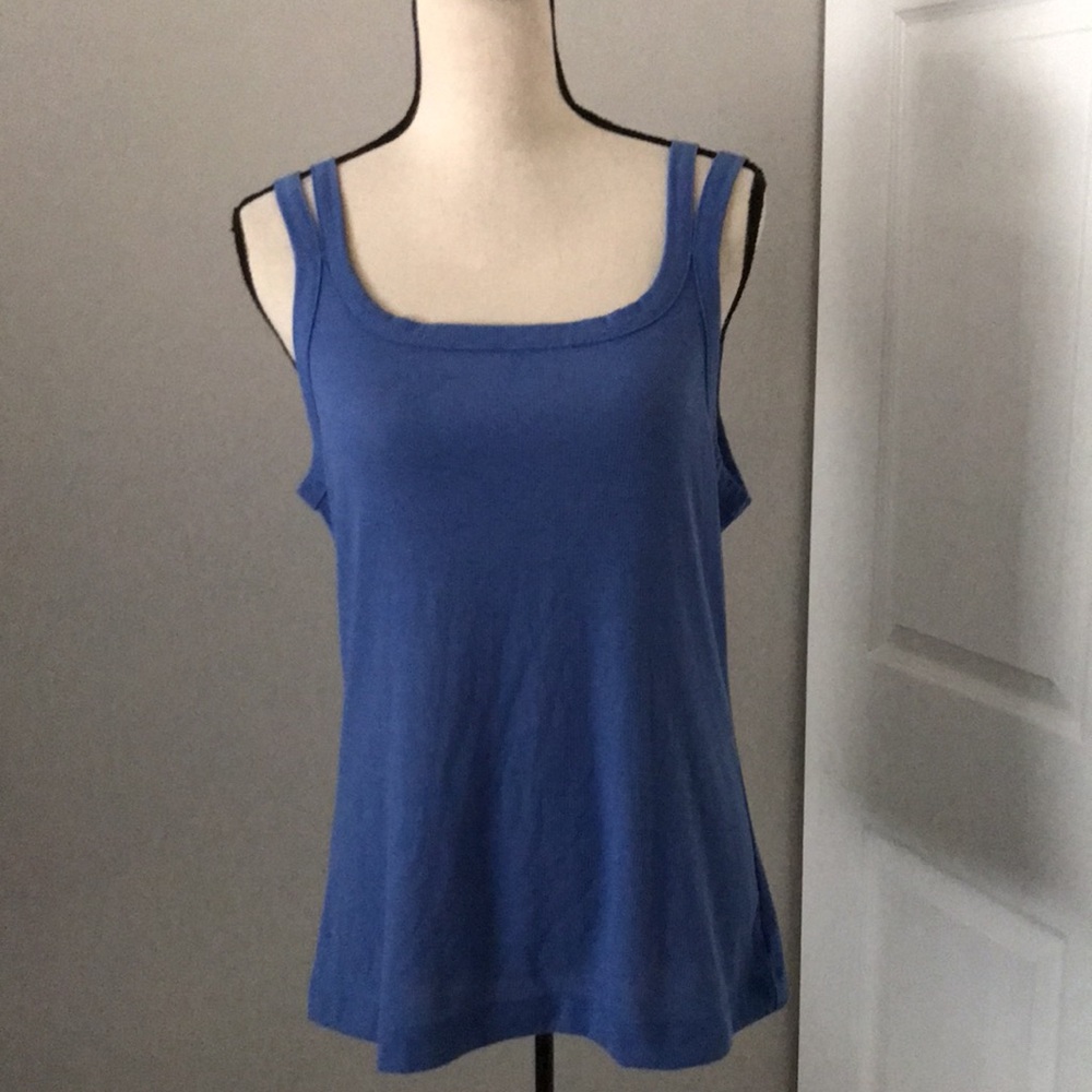 ❤️3X20 ALL IN MOTION Women Square Neckline Relaxed Blue Tank Top | L
